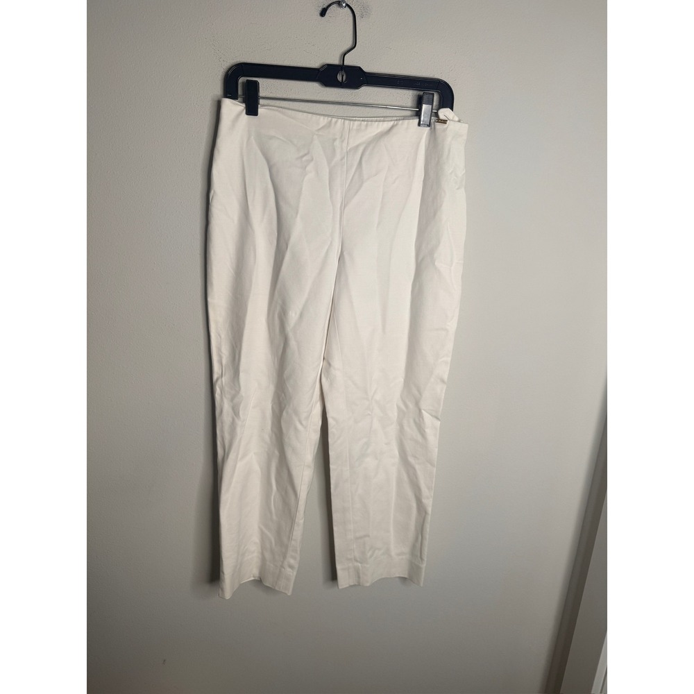 St John Womens White Cropped Straight Leg Pants Size 6